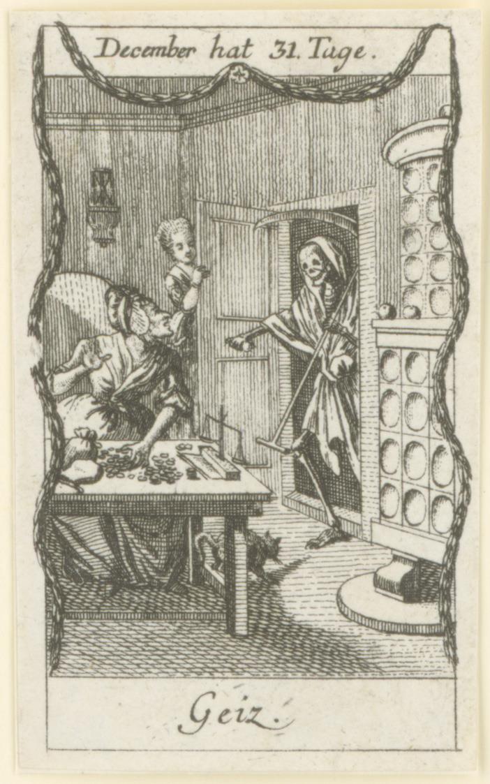 Monatsdarstellung: Dezember, Geiz