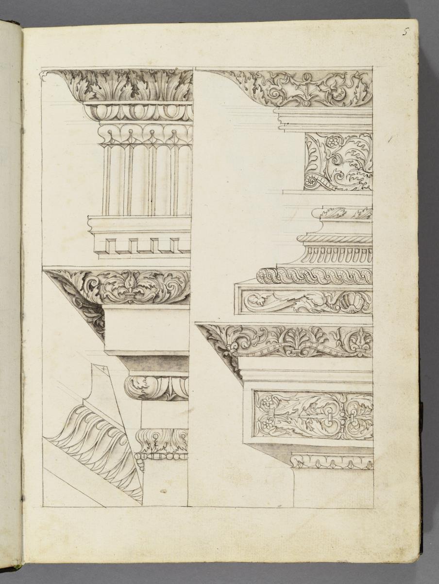 Codex Mantegna, Sechs architektonische Details, Schmuckbasis rechts