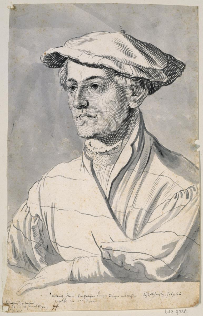 Bildnis eines jungen Mannes, Brustbild, halb seitlich nach links - nach einem Gemälde von etwa 1520