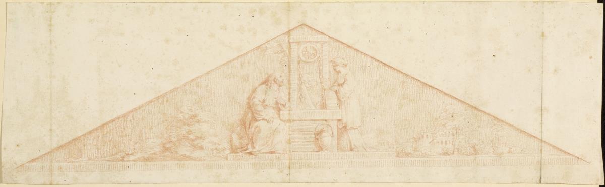 Jesus und die Samariterin. Entwurf zum Südgiebel des Turmes des Französischen Domes auf dem Gendarmenmarkt in Berlin