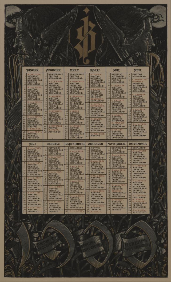 Kalender der Firma Julius Sittenfeld für 1900