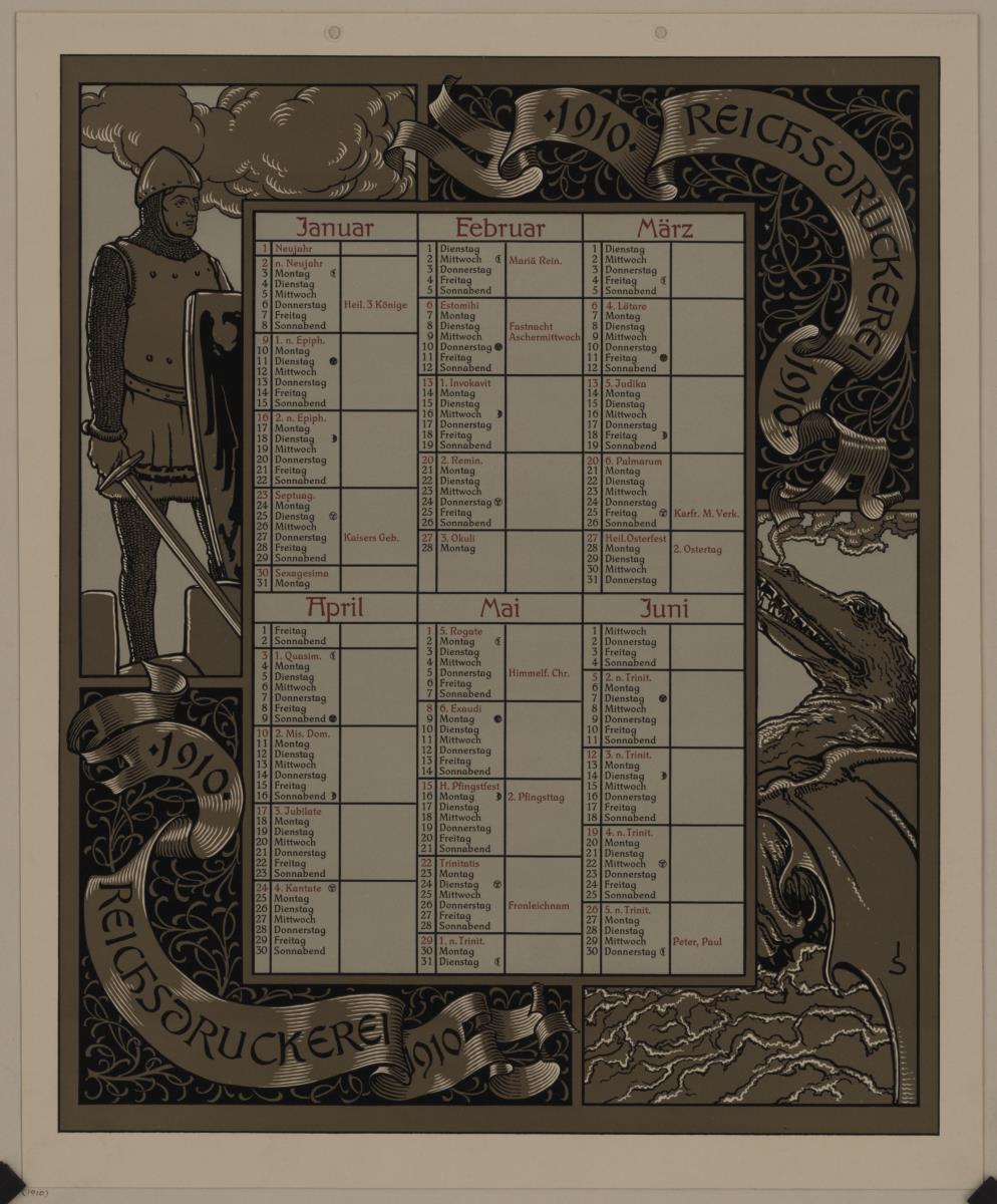 Kalender der Reichsdruckerei Berlin 1910