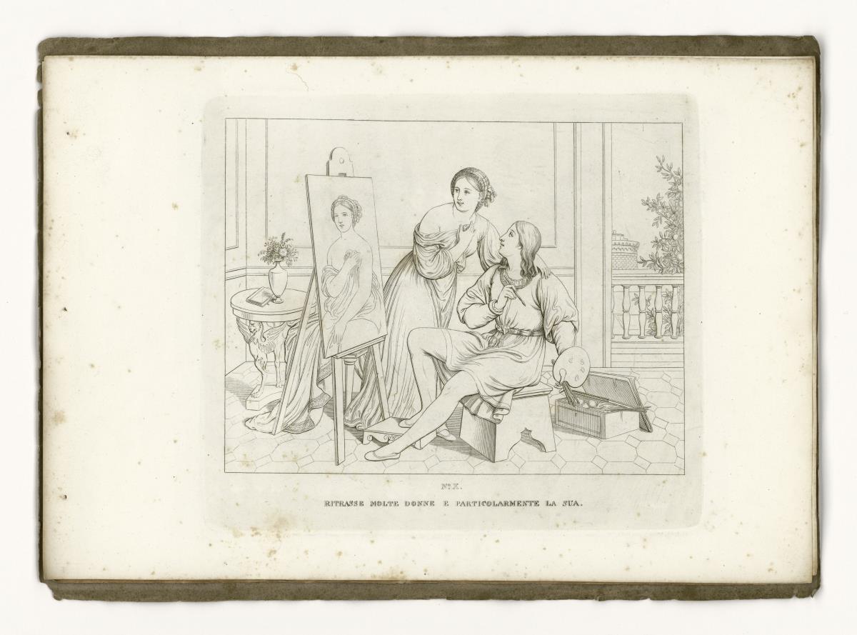 Raffael porträtiert zahlreiche Frauen, vor allem seine eigene (aus: 12 Umrisse zum Leben Raphaels von Urbino. Tafel X)