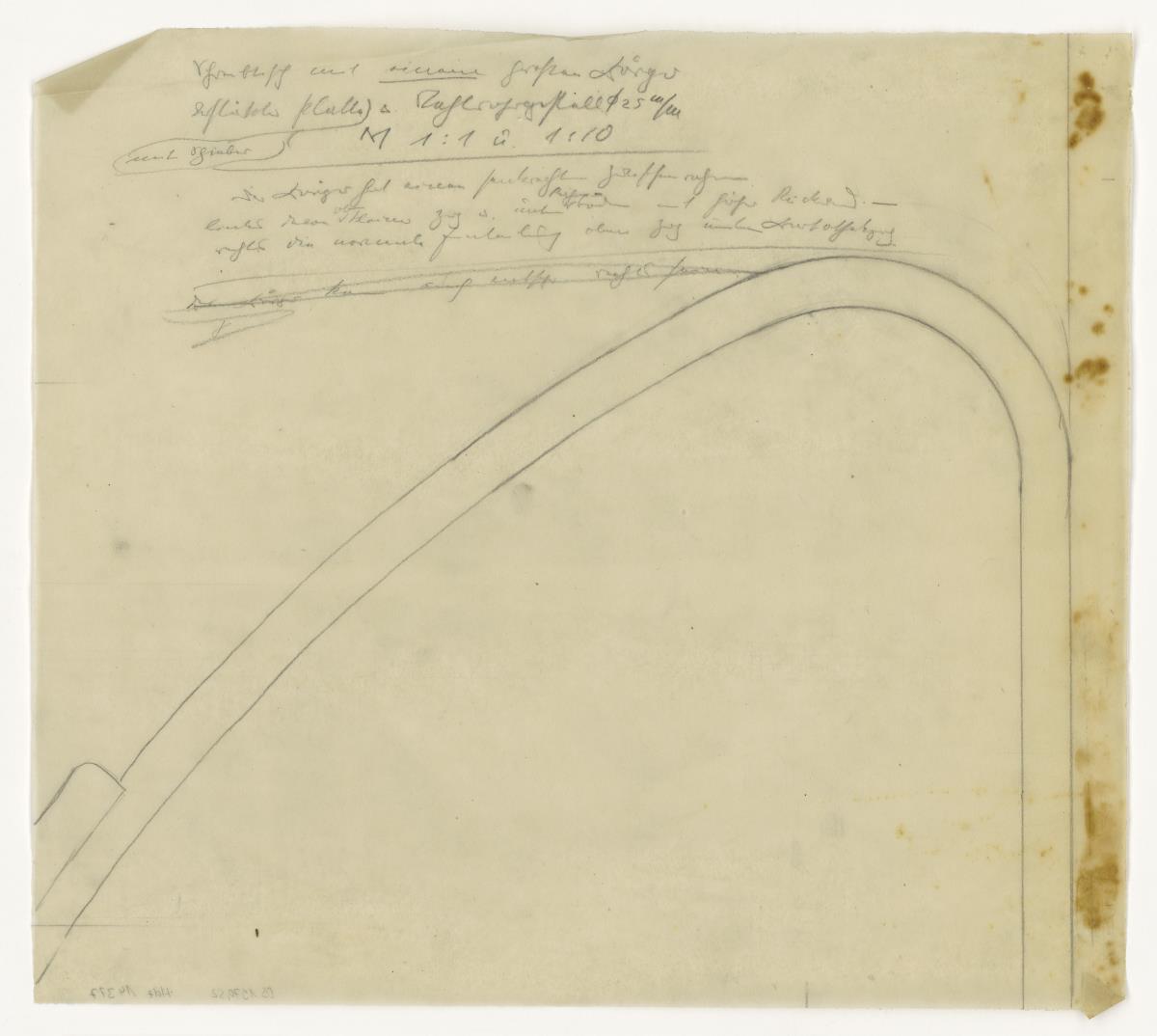 Schreibtisch mit großem Körper, Fragment (Möbelentwürfe, Stahlrohrmöbel)