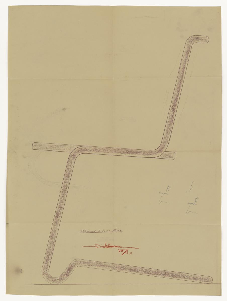 Stuhl, Freischwinger, nicht ausgeführt (Möbelentwürfe, Stahlrohrmöbel)