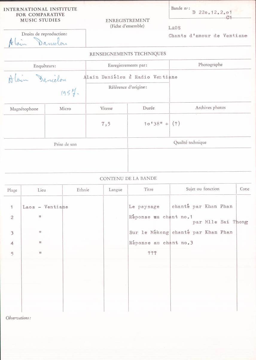 Laos / Chants d'amour de Ventiane