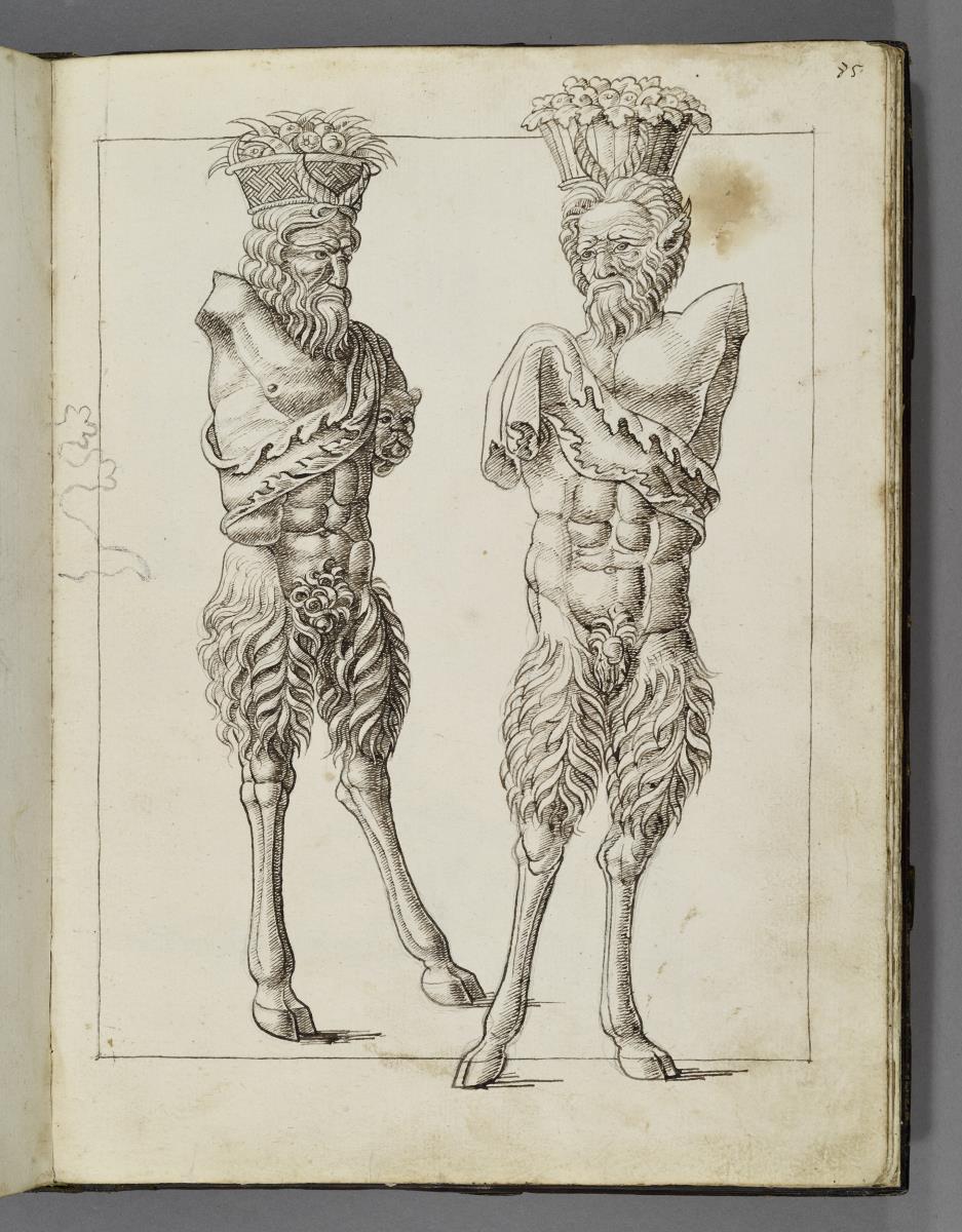 Codex Mantegna, Darstellung der beiden Panstatuen im Museo Capitolino/Rom