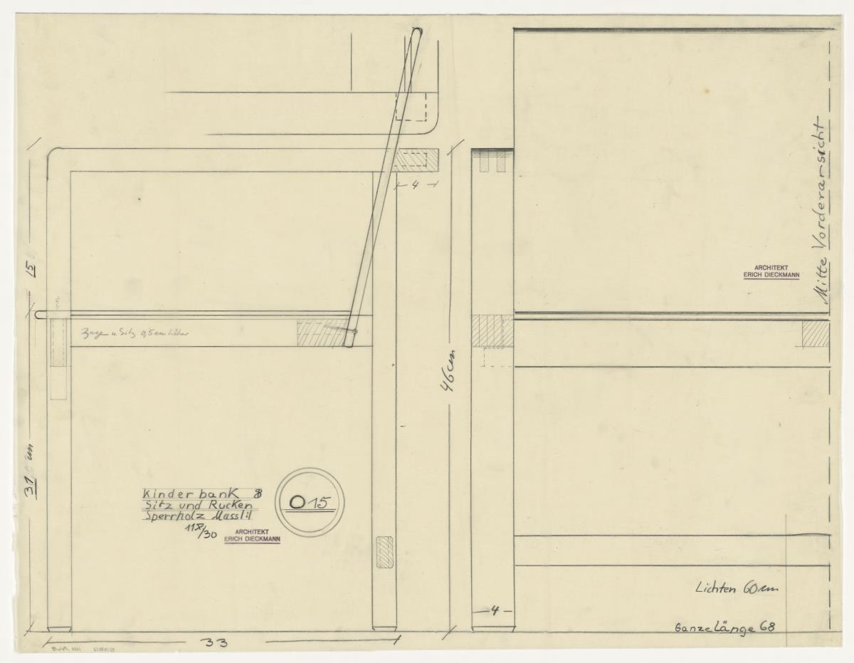 Kinderbank, Modell 015 (Möbelentwürfe, Kindermöbel)