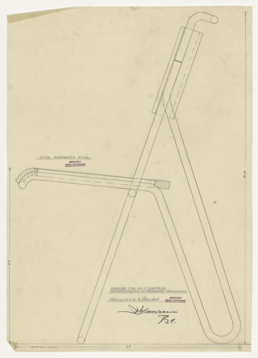Stuhl (Möbelentwürfe, Stahlrohrmöbel)