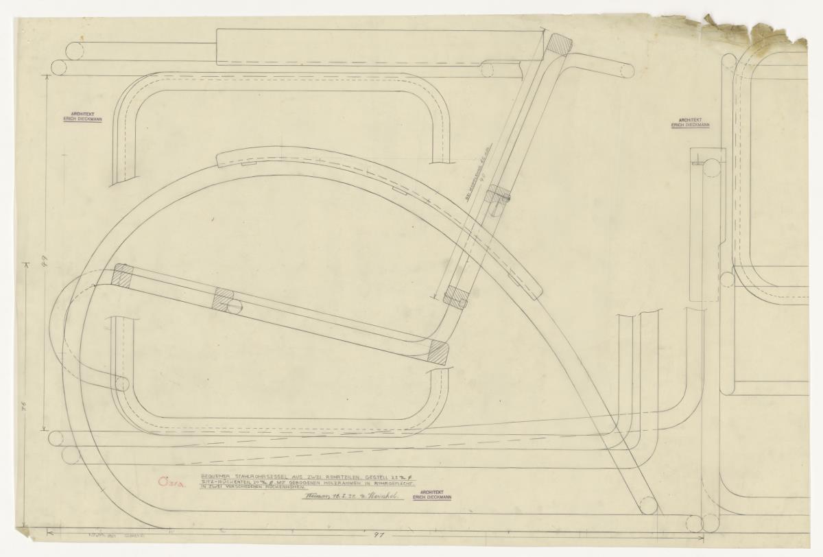 Stahlrohrsessel, Modell 031a (Möbelentwürfe, Stahlrohrmöbel)