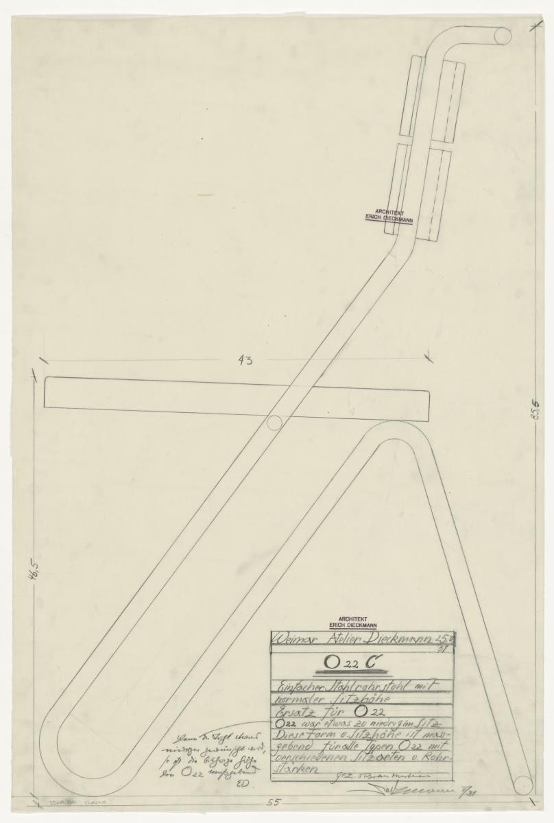 Stahlrohrstuhl, Modell 022c (Möbelentwürfe, Stahlrohrmöbel)