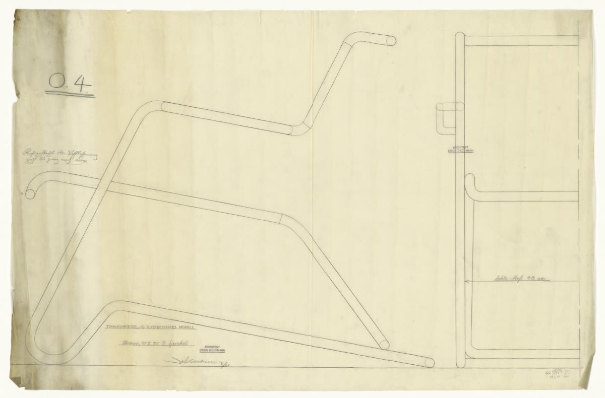 Stahlrohrsessel, Modell 04, Ansicht (Möbelentwürfe, Stahlrohrmöbel)
