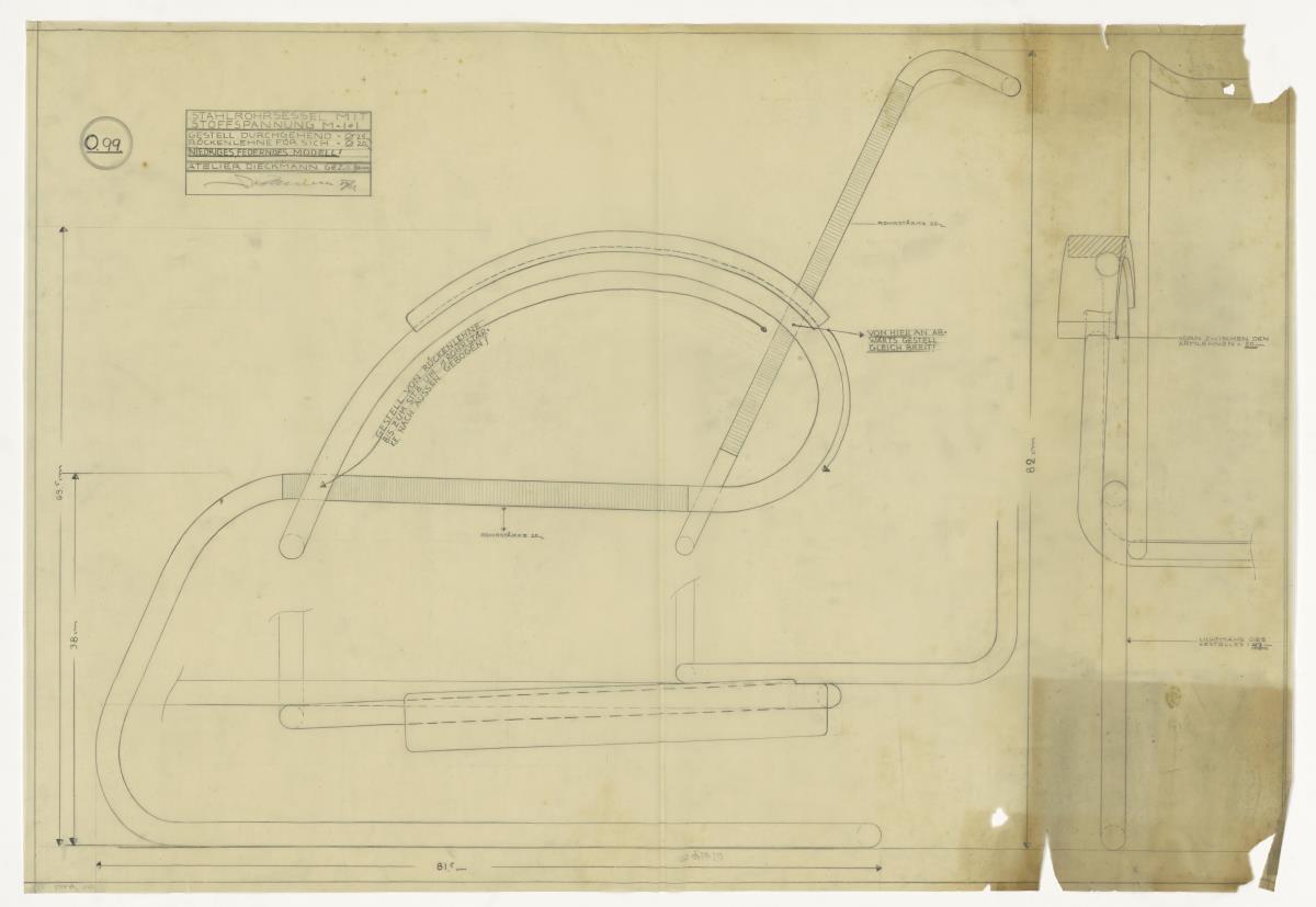 Stahlrohrsessel, Modell "0.99" (Möbelentwürfe, Stahlrohrmöbel)