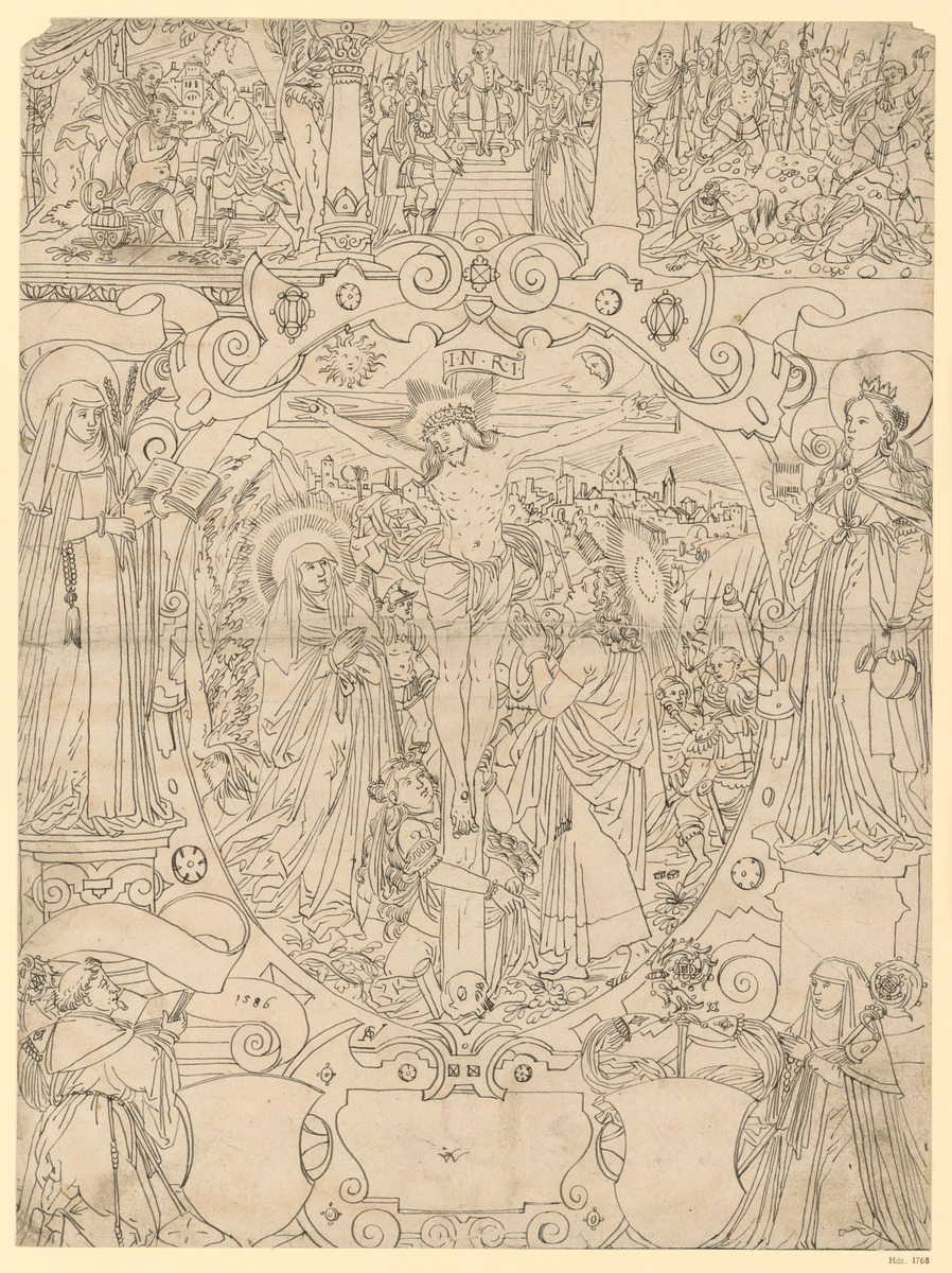 Glasmalerei, die Kreuzigung Christi