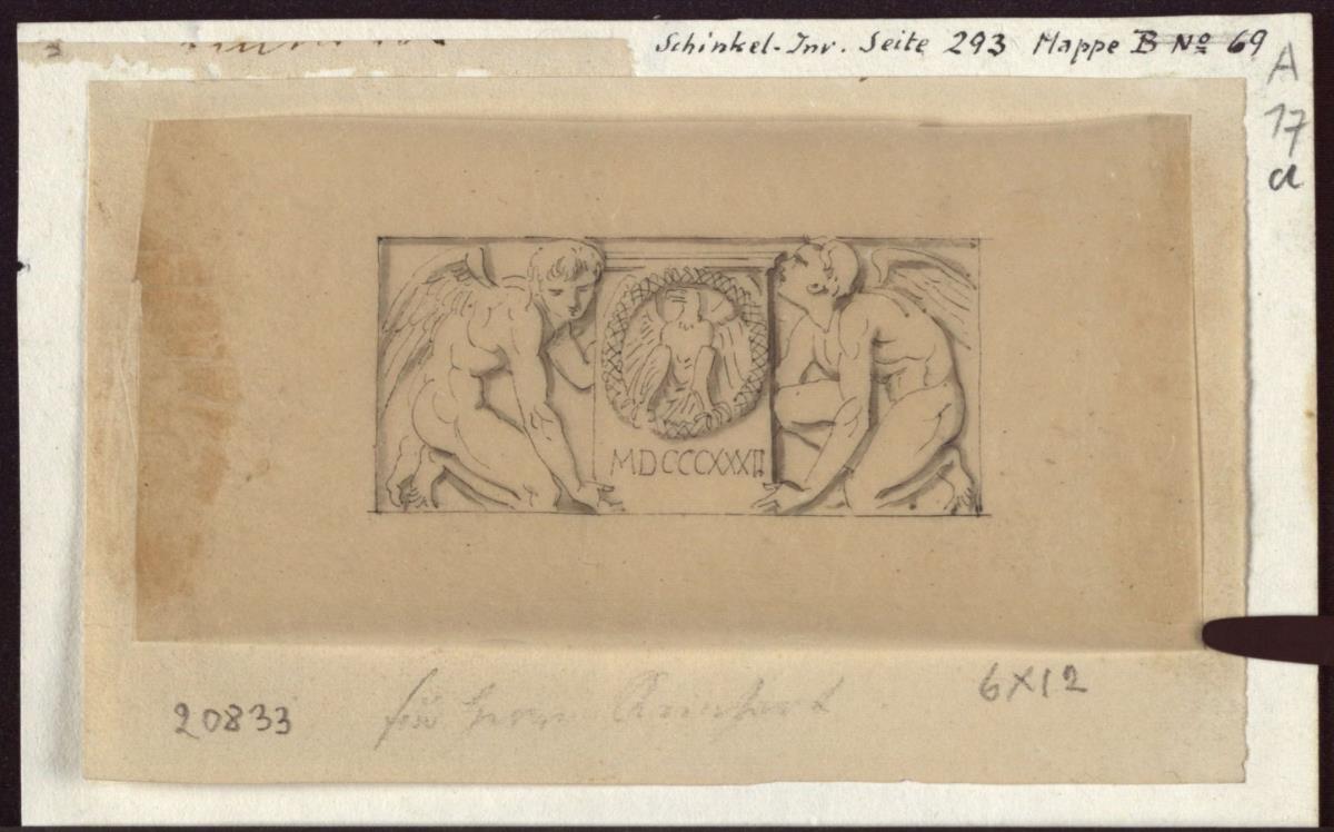 Berlin. Bauakademie. Entwurf zu einem Fensterbrüstungsrelief: Tafel mit der Jahreszahl