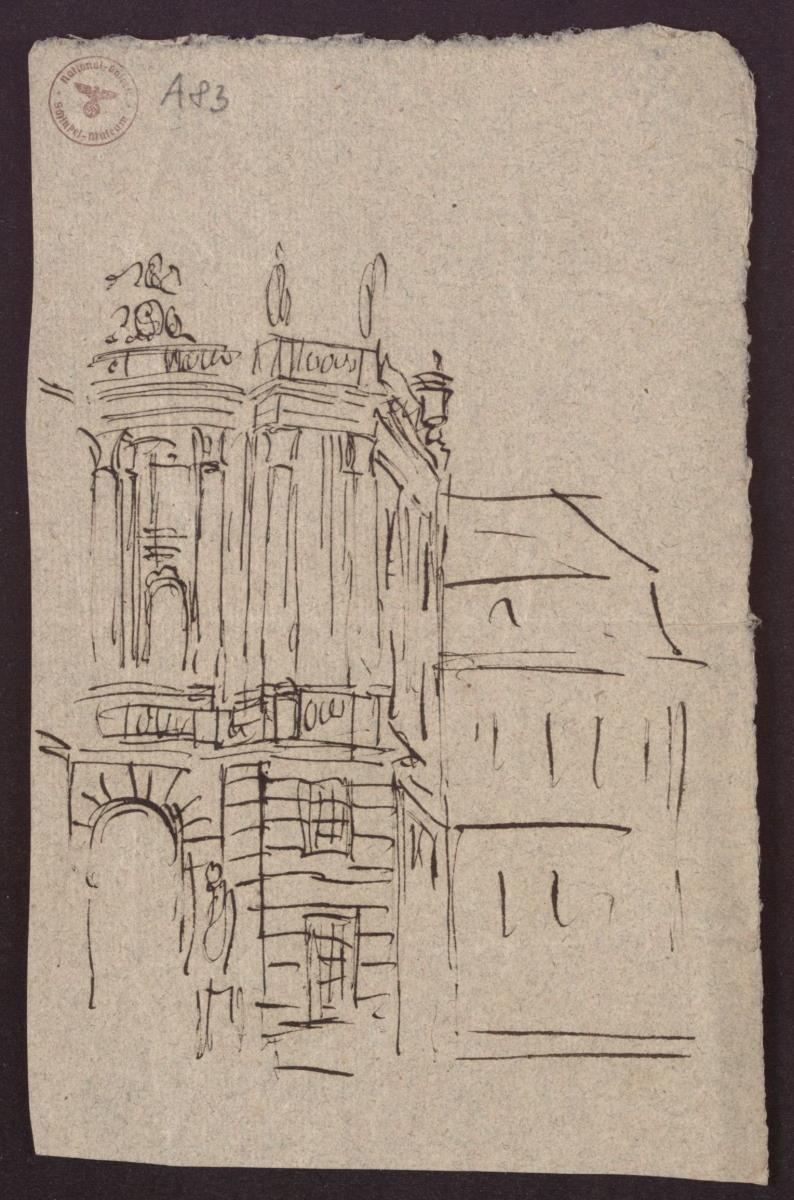 Berlin. Eckrisalit der Hofbibliothek am Opernplatz mit dem Gebäude des Generalkommandos
