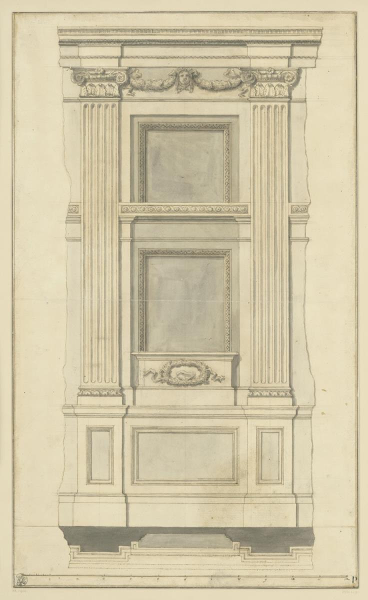 Wandnische zwischen zwei Pilastern, Ansicht und Grundriss