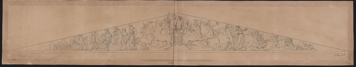 Berlin. Schauspielhaus auf dem Gendarmenmarkt. Triumphfahrt des Bacchus und der Ariadne aus dem nördlichen Giebelfeld