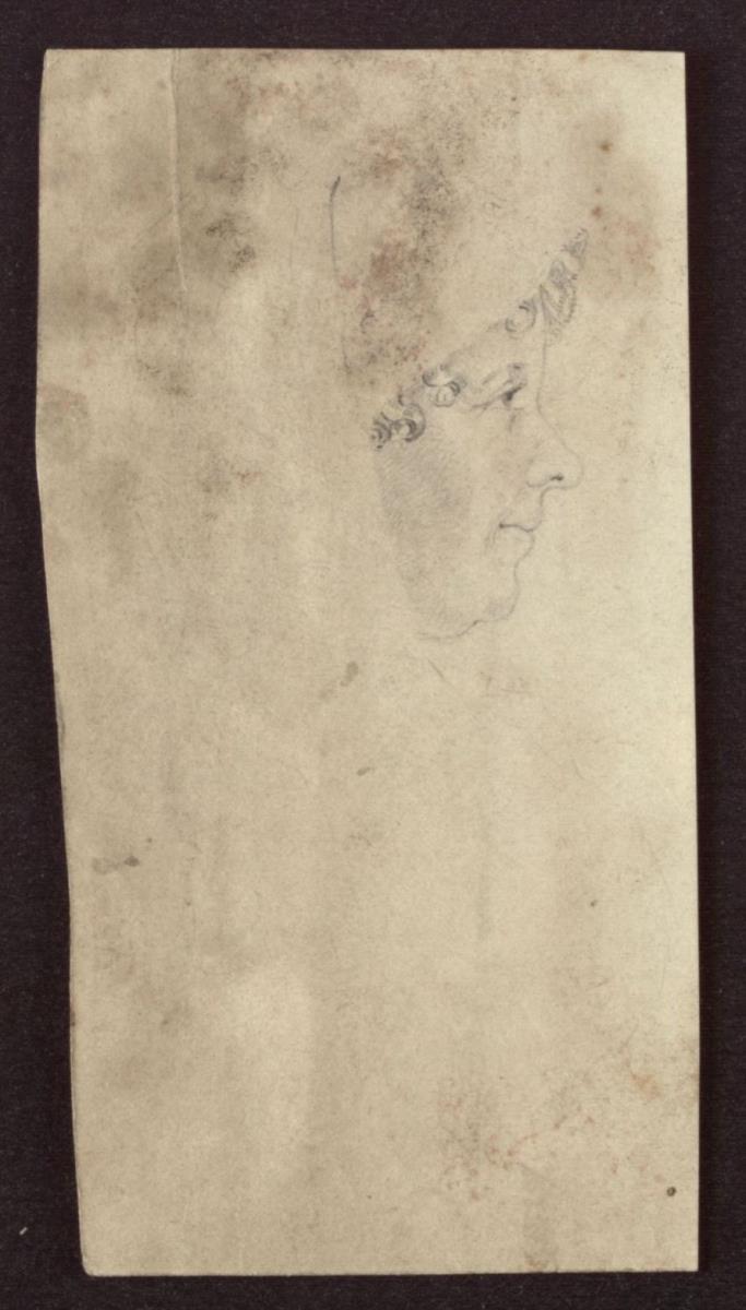 Weiblicher Kopf im Profil, mit Haube, wohl aus der Familie Schinkel