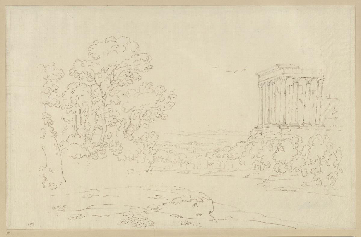 Landschaft mit Tempelruine