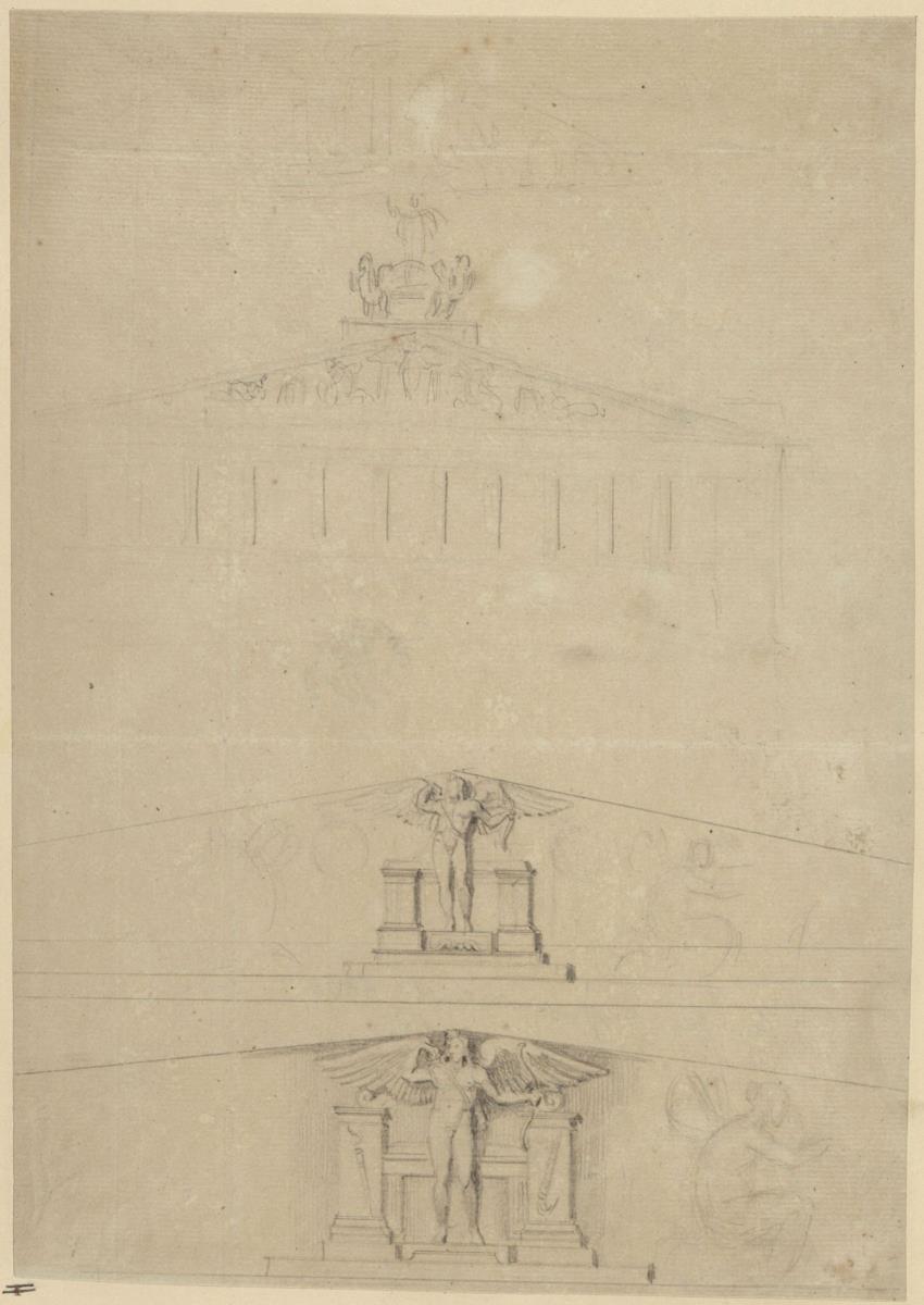 Berlin. Schauspielhaus auf dem Gendarmenmarkt. Entwürfe zum Tympanon