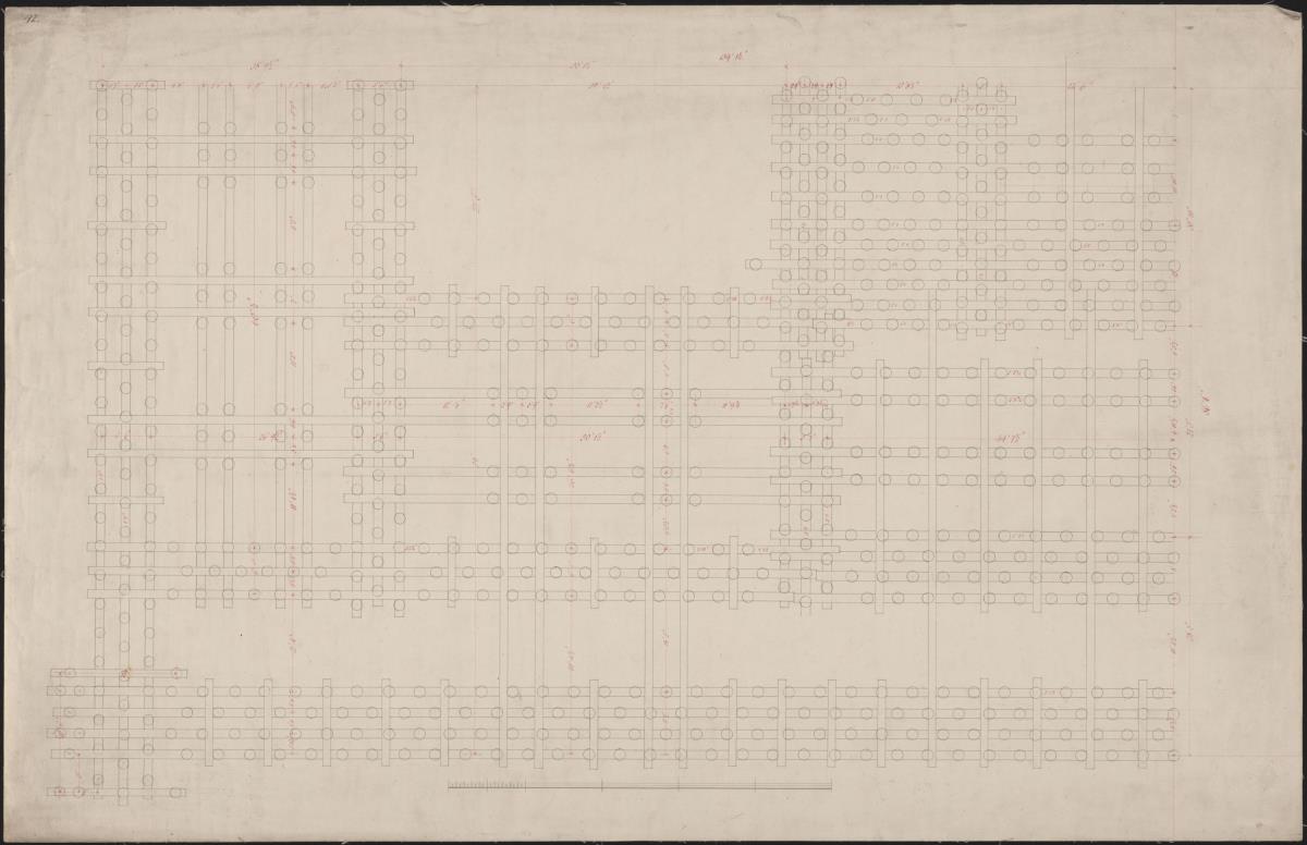 Berlin. Altes Museum am Lustgarten. Plan zur Pfahlgründung