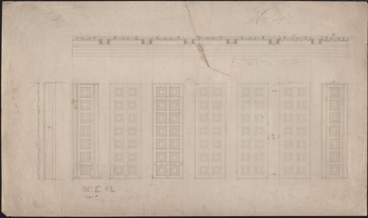 Berlin. Altes Museum am Lustgarten. Entwurf zur Kassettendecke im Vestibül