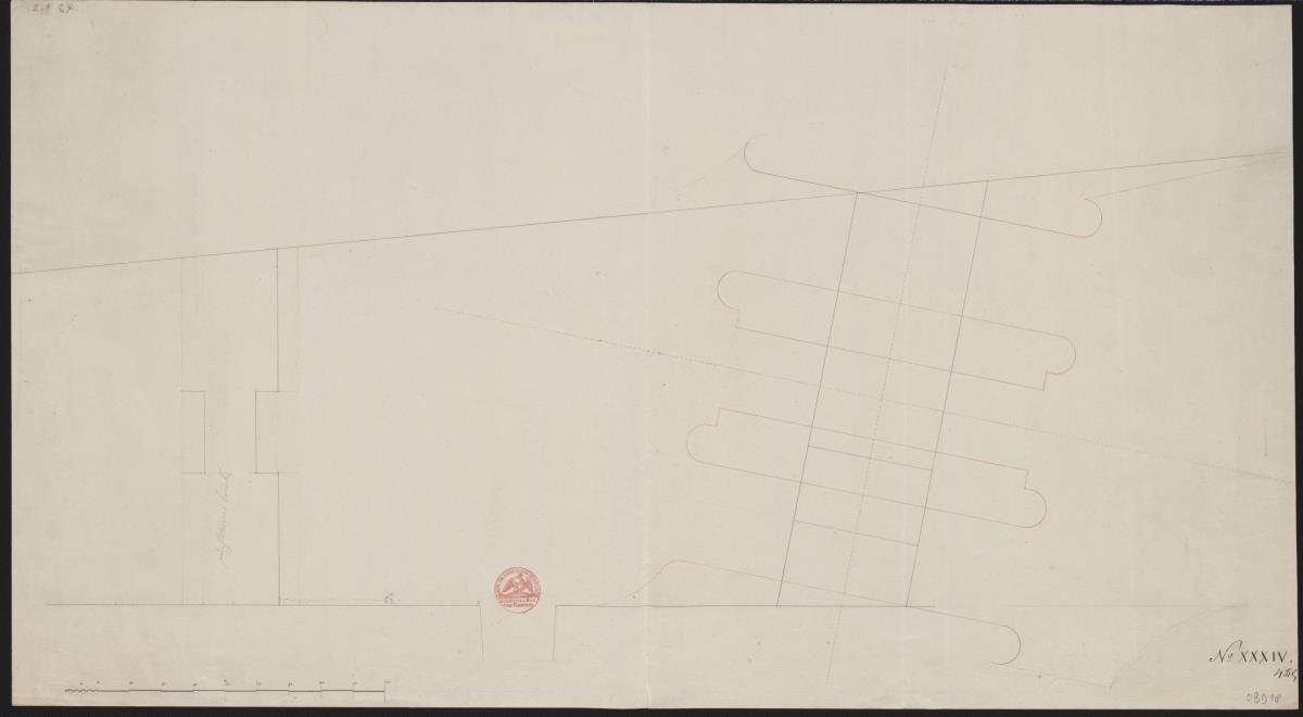 Berlin. Hunde (Schloss)-Brücke. Schema samt Behelfsbrücke