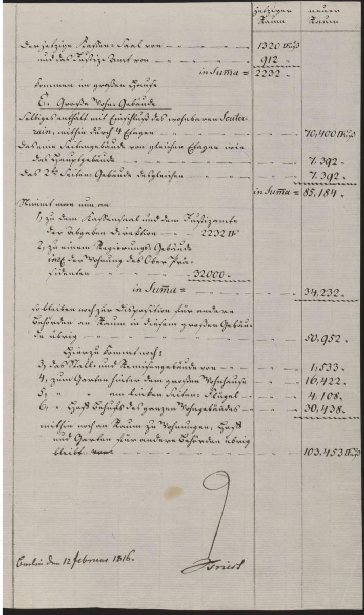 Berlin, Kupfergraben. Packhof. Kostenberechnung