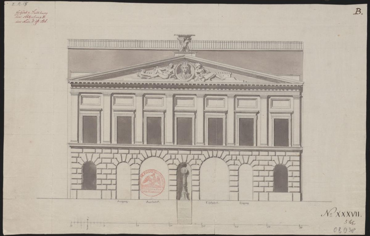 Berlin, Unter den Linden 76. Durchgangsgebäude zur Neuen Wilhelmstraße mit Kandelaber vor dem Mittelpfeiler