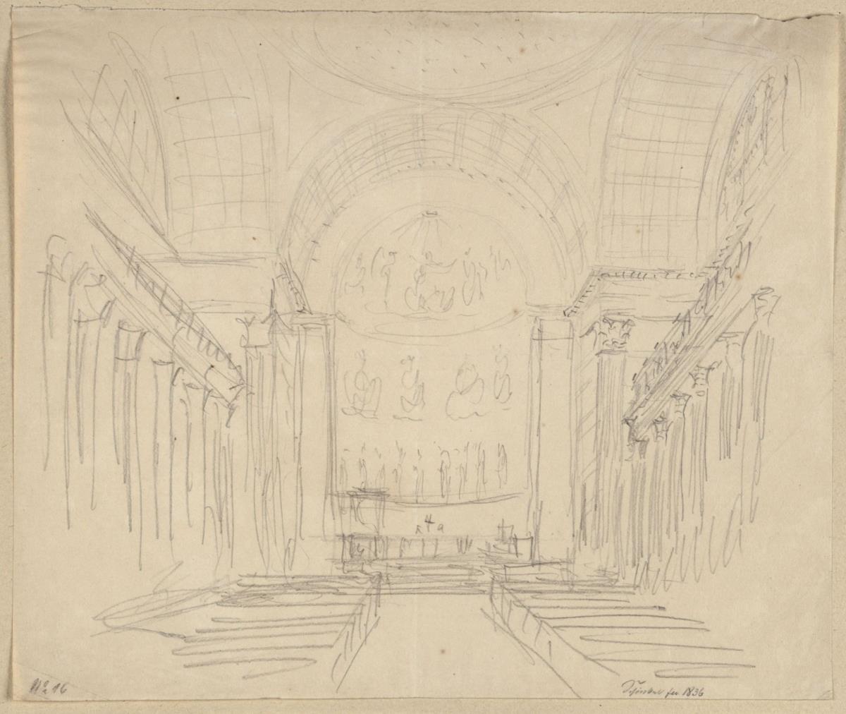 Potsdam. Nikolaikirche. Skizze zum Innenraum
