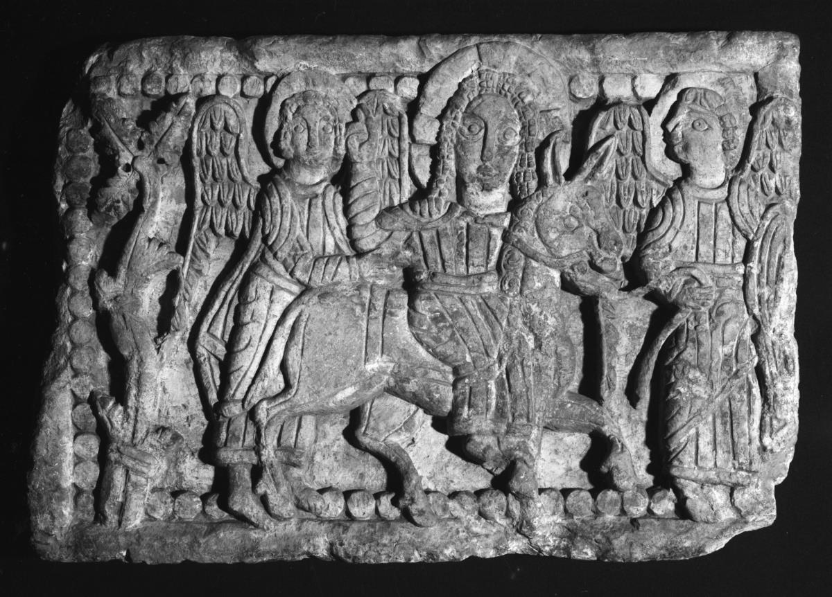 Reitender Christus und zwei Engel