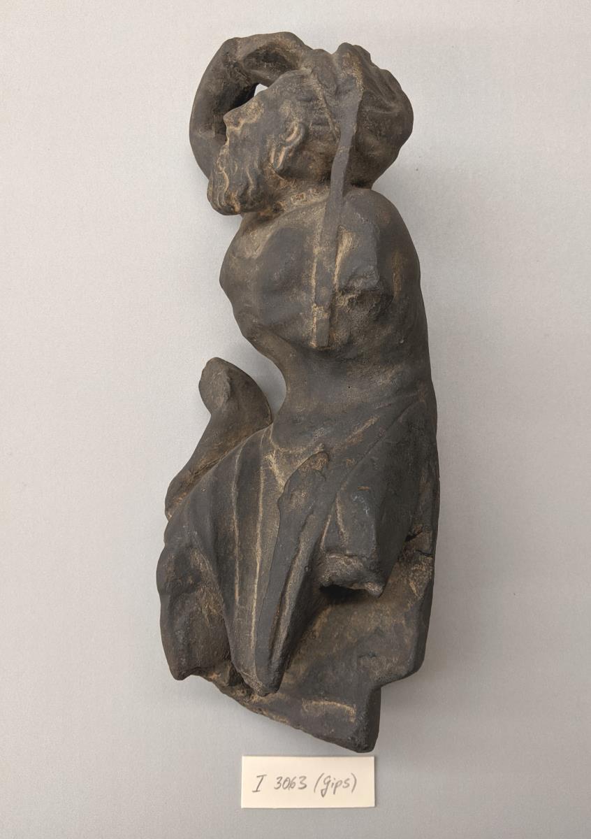 Auf Stab gestützter, nach oben blickender Asket (Fragment)
