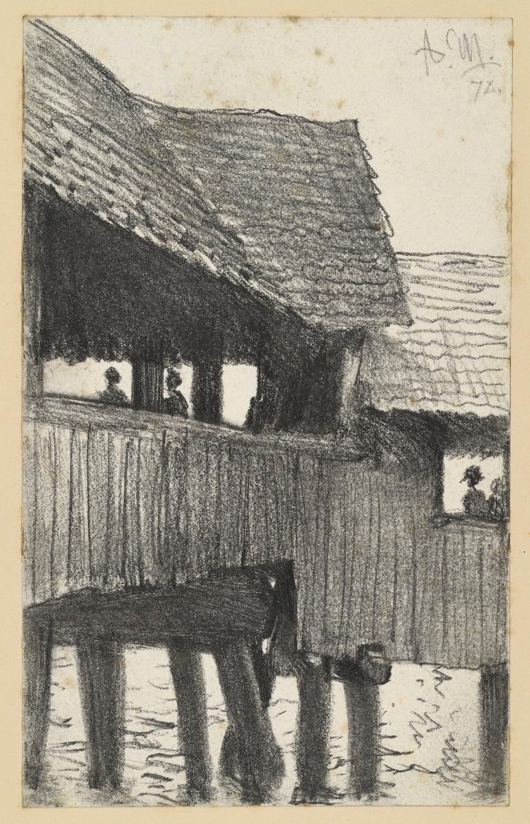 Holzbrücke mit Dach (Zürich?)