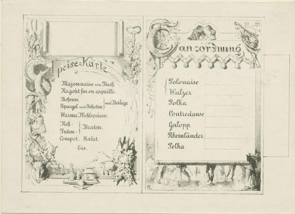 Speisekarte und Tanzordnung (Festkarte für den Berliner Architekten-Verein)