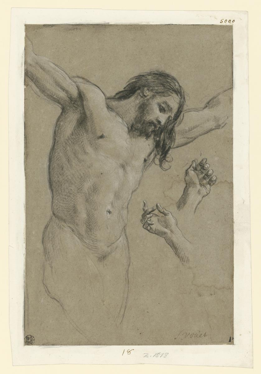 Studie für einen gekreuzigten Christus, zwei separate Handstudien