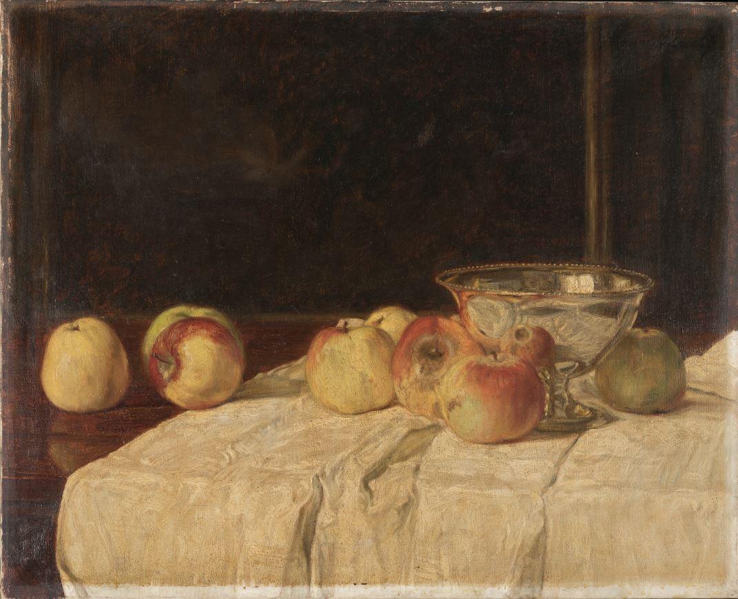 Äpfel mit silberner Schale