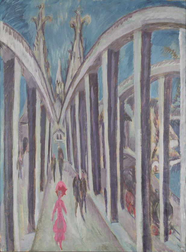 Rheinbrücke in Köln
Verso: Mädchen am Strand, 1913