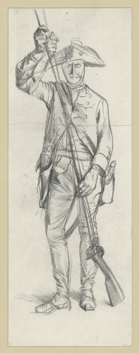 grenadier, das Gewehr ladend, stehend en face