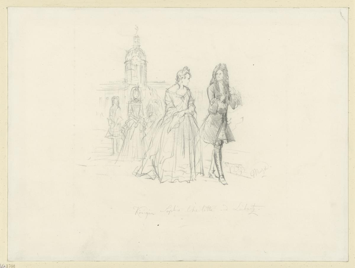 Königin Sophie Charlotte mit Leibniz. Studie zu "Werke Friedrich des Großen"