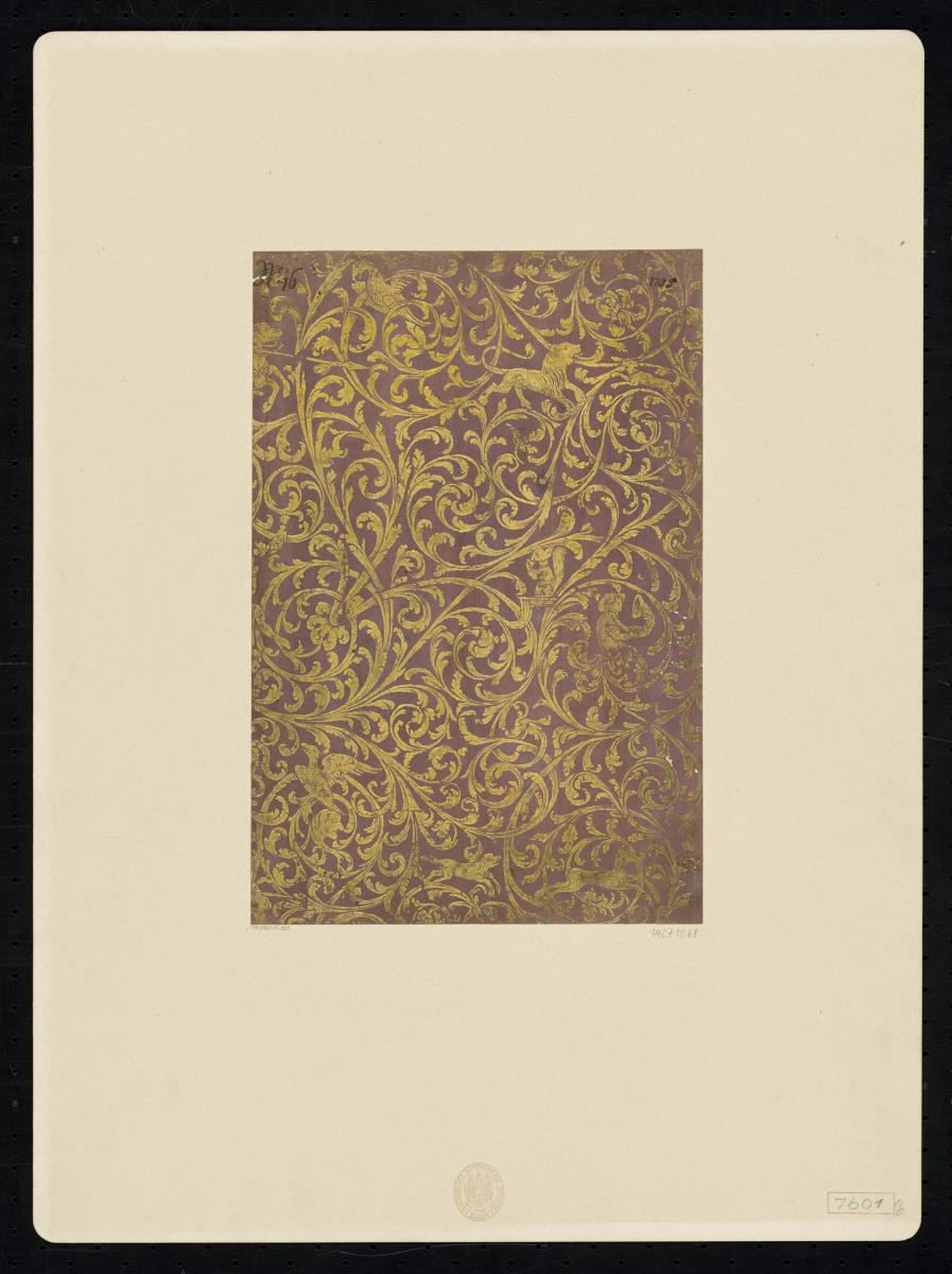 Brokatpapier (Akanthus mit Tieren, Reiter und Figur)