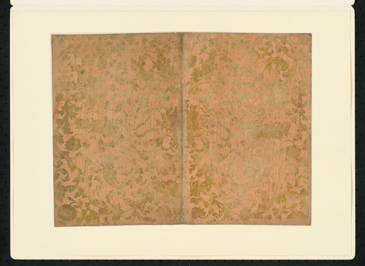 Brokatpapier (Akanthus mit Füllhorn, Früchtekorb und Schlangen)