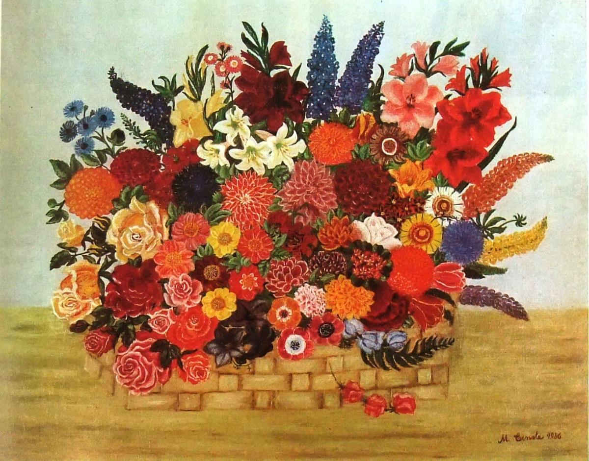 Korb mit Blumen.