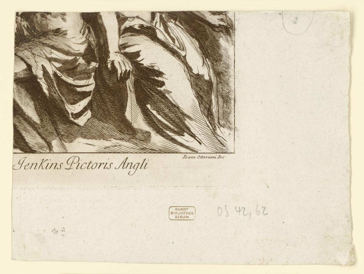 Fragmente einer Radierung von Giovanni Ottaviani aus "Raccolta di alcuni disegni del Barberi da Cento"