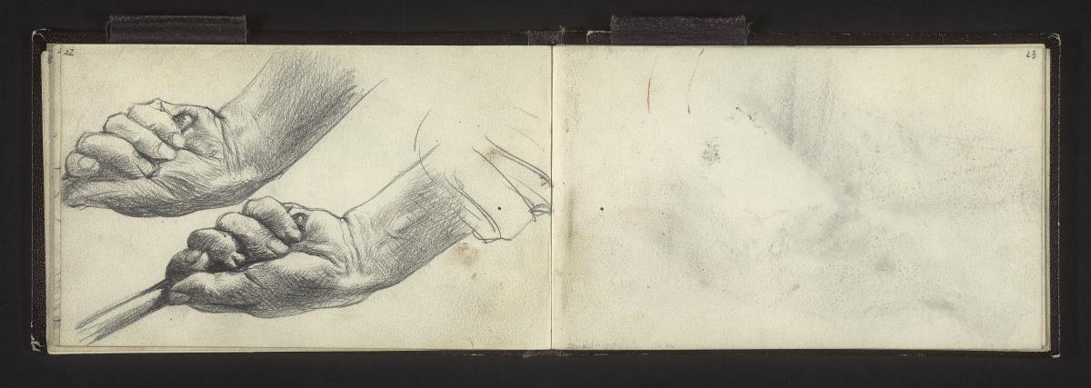 Studien einer linken Hand, einen runden Stab fassend