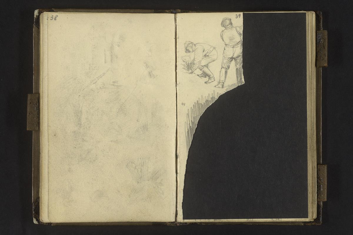 Zwei Männerstudien auf dem Fragment einer abgerissenen Seite