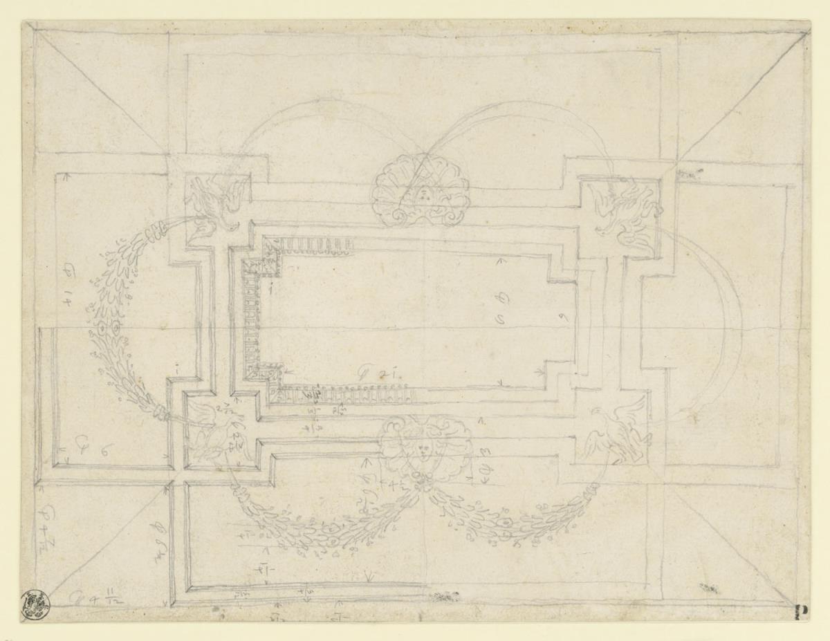 Deckenentwurf für den Palazzo Falconieri, Frascati, detaillierter Grundriss