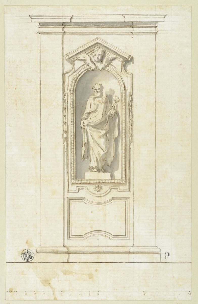 Wandnische mit Standbild des Apostel Petrus