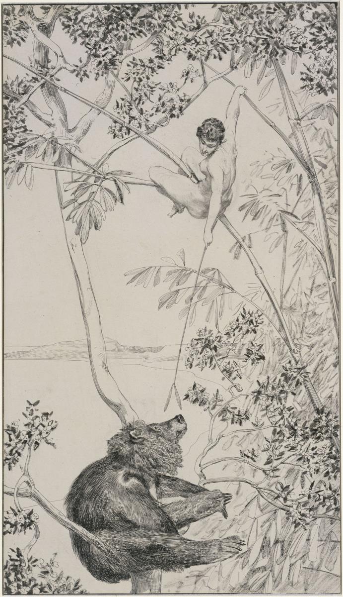 Bär und Elfe, Vorzeichnung zu Opus IV, Blatt 1 (Singer 52)