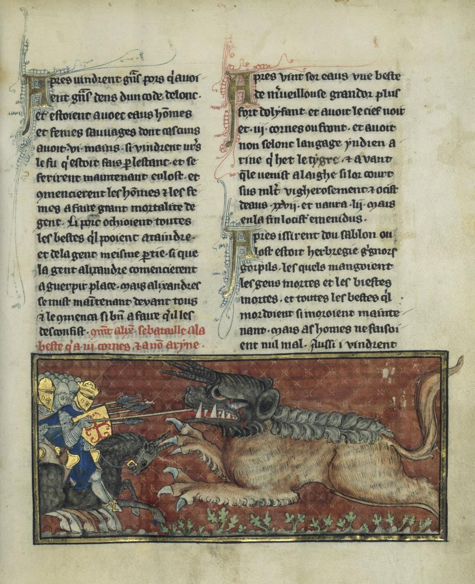 Alexander-Roman. Wie Alexander gegen das dreigehörnte Monster namens Aryne (Odontotyrannus) kämpft
